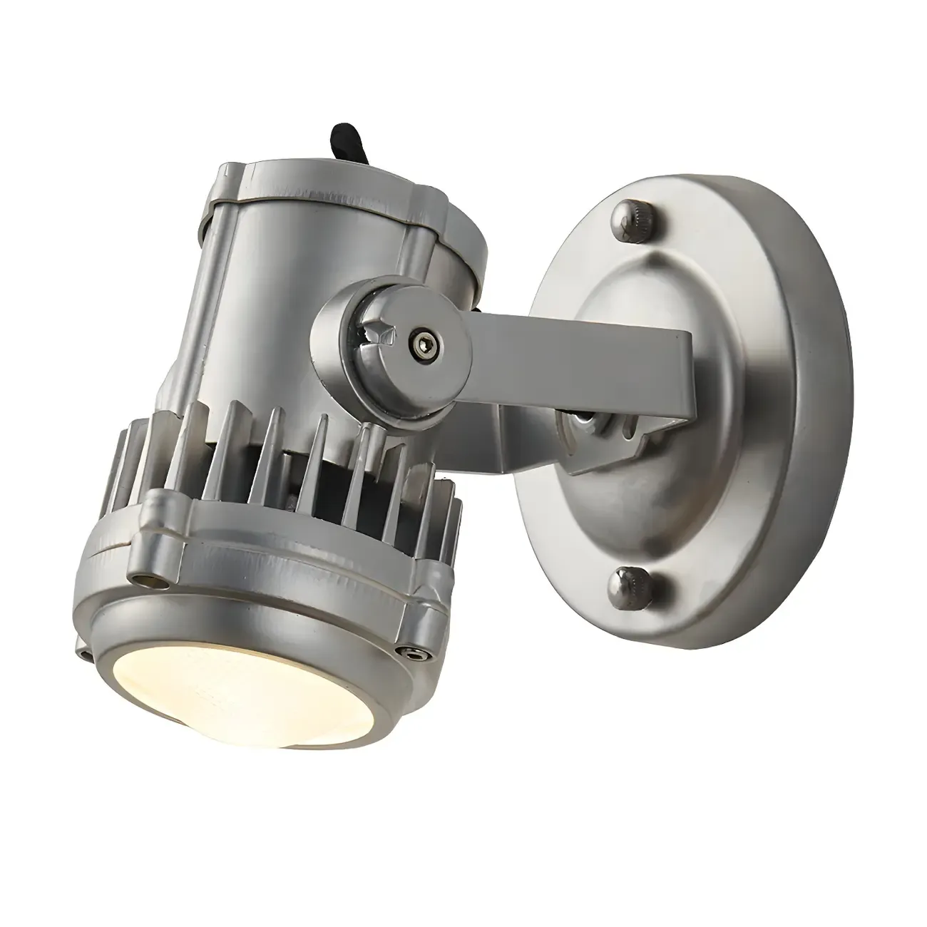 Industrial Metal Silver Prismatic Glass Swing Arm Wall Light Image - 8