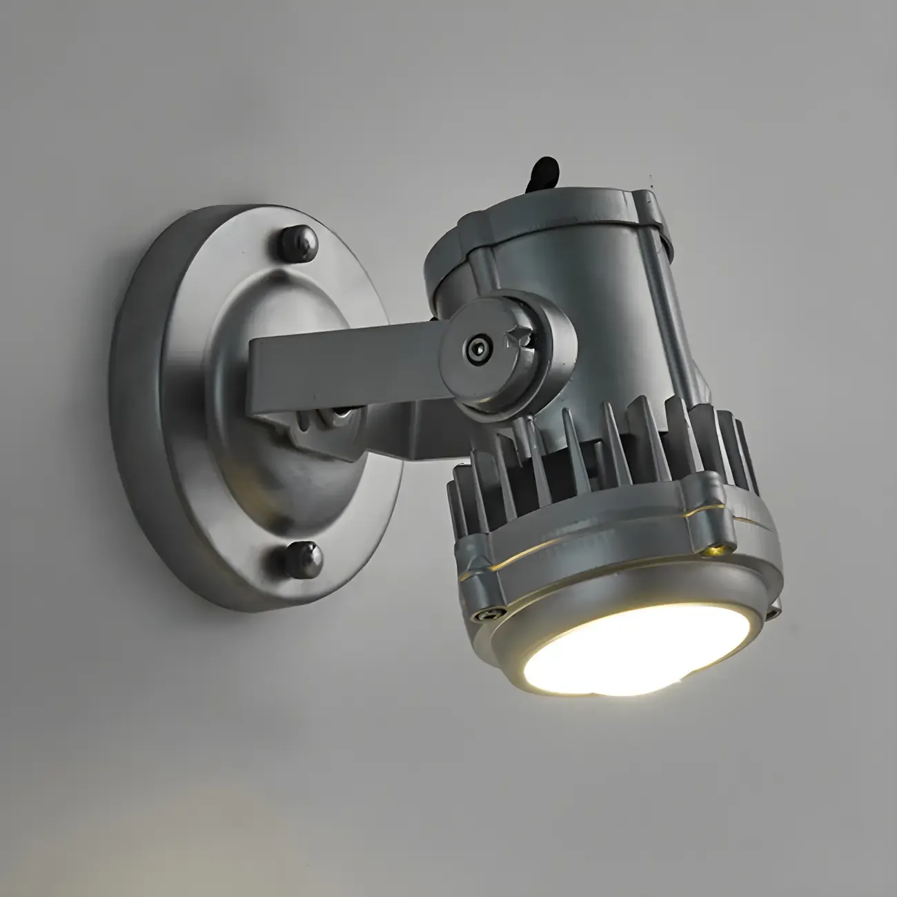 Industrial Metal Silver Prismatic Glass Swing Arm Wall Light Image - 7