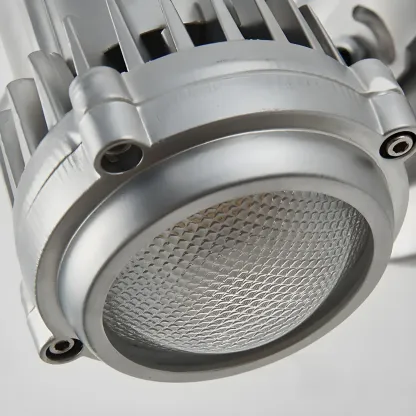 Industrial Metal Silver Prismatic Glass Swing Arm Wall Light Image - 11