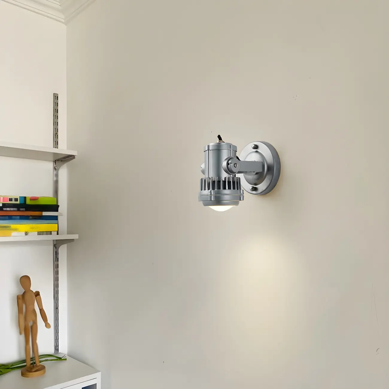 Industrial Metal Silver Prismatic Glass Swing Arm Wall Light Image - 5 | homeyfad