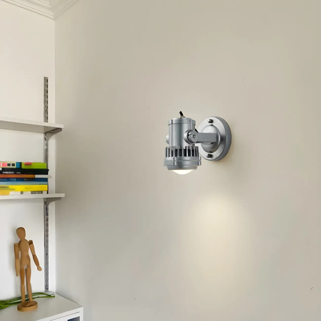 Industrial Metal Silver Prismatic Glass Swing Arm Wall Light Image - 5