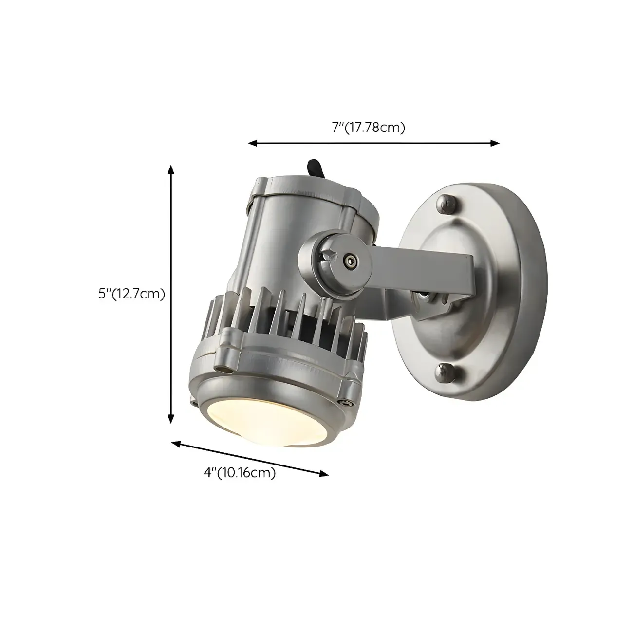 Industrial Metal Silver Prismatic Glass Swing Arm Wall Light #size