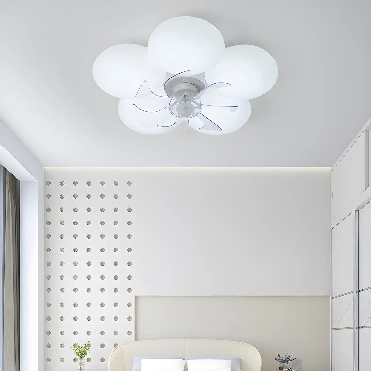 Kids Room White Flower LED Ceiling Fan with Light Image - 2 | homeyfad