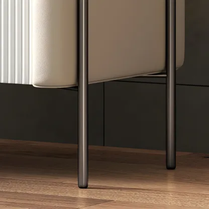 White Wood 2-Tier Drawers Storage Nightstand with Legs Image - 14