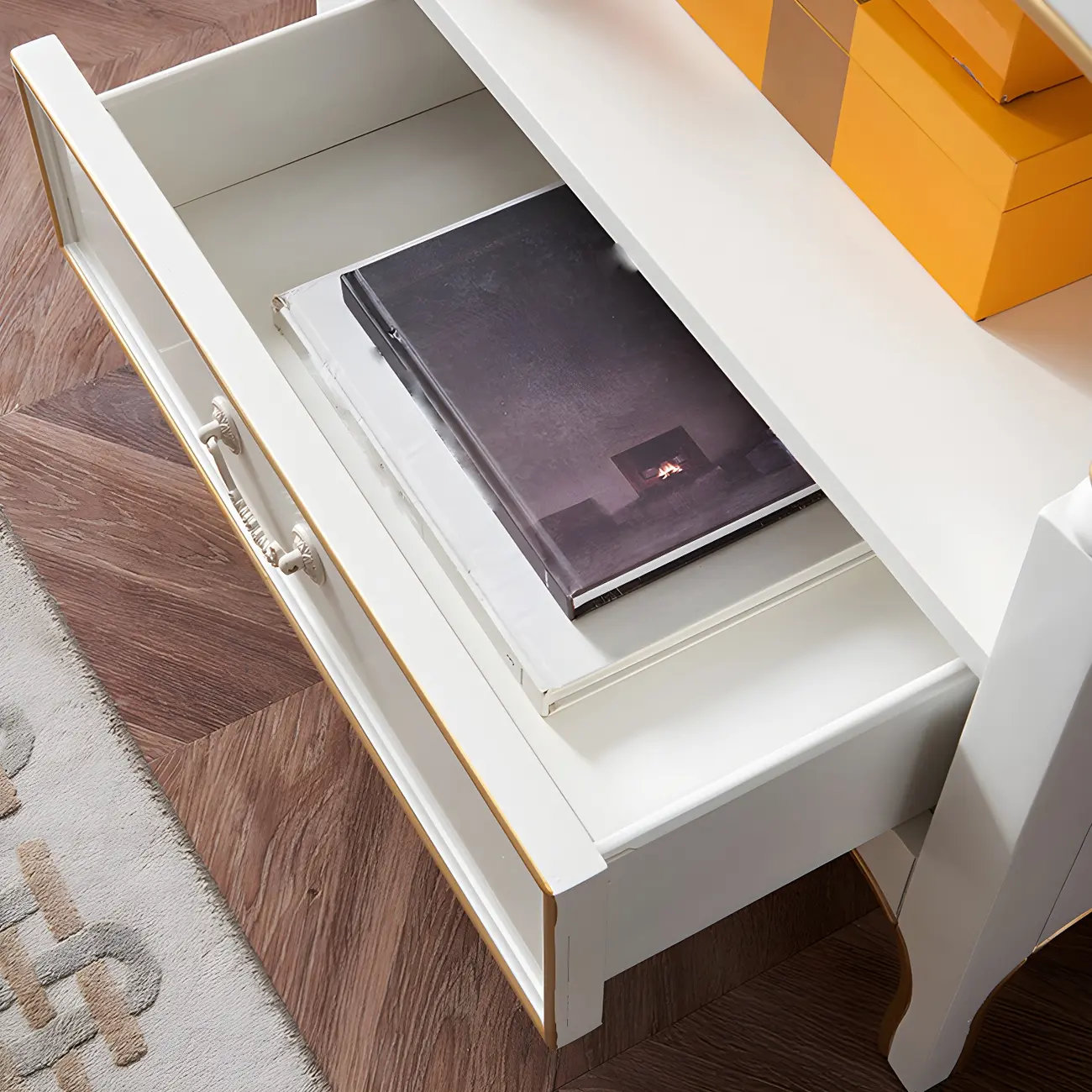 Classic Brown/White Wooden Bookcase with Drawer Image - 10 | homeyfad