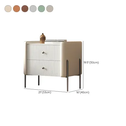 White Wood 2-Tier Drawers Storage Nightstand with Legs #size
