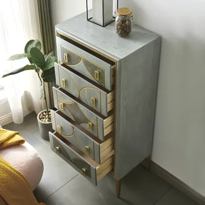 Modern Green Wooden Bachelor Chest with Drawers for Home Image - 3