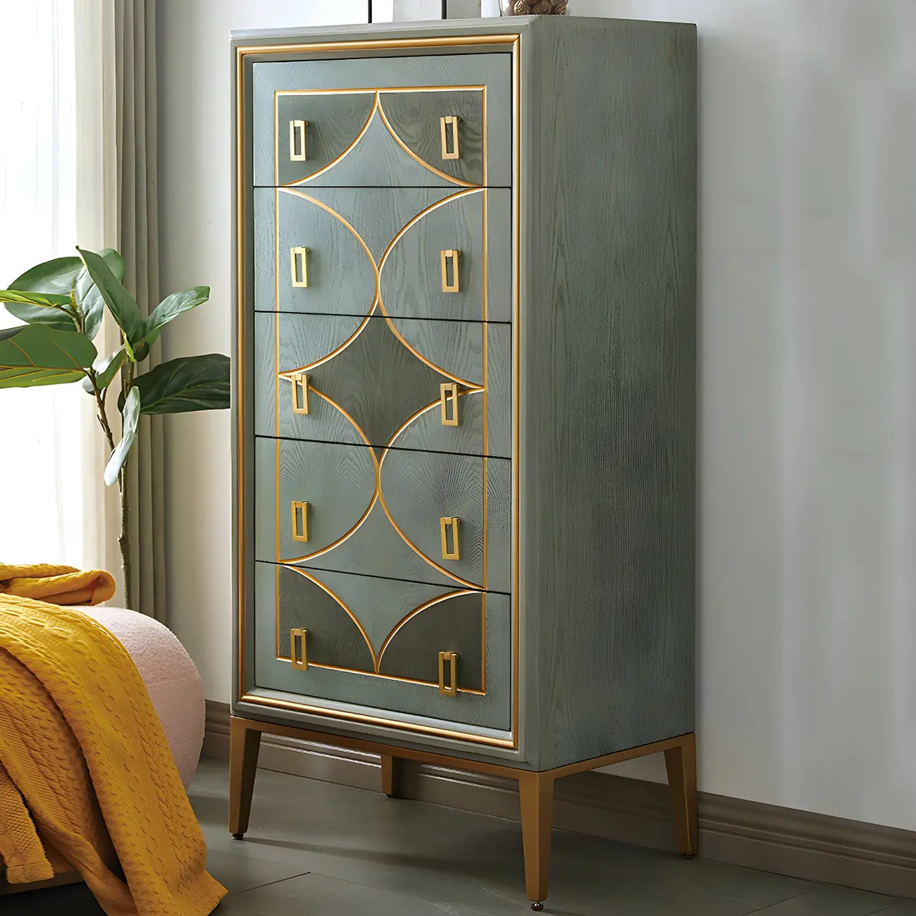 Modern Green Wooden Bachelor Chest with Drawers for Home Image - 1 | homeyfad