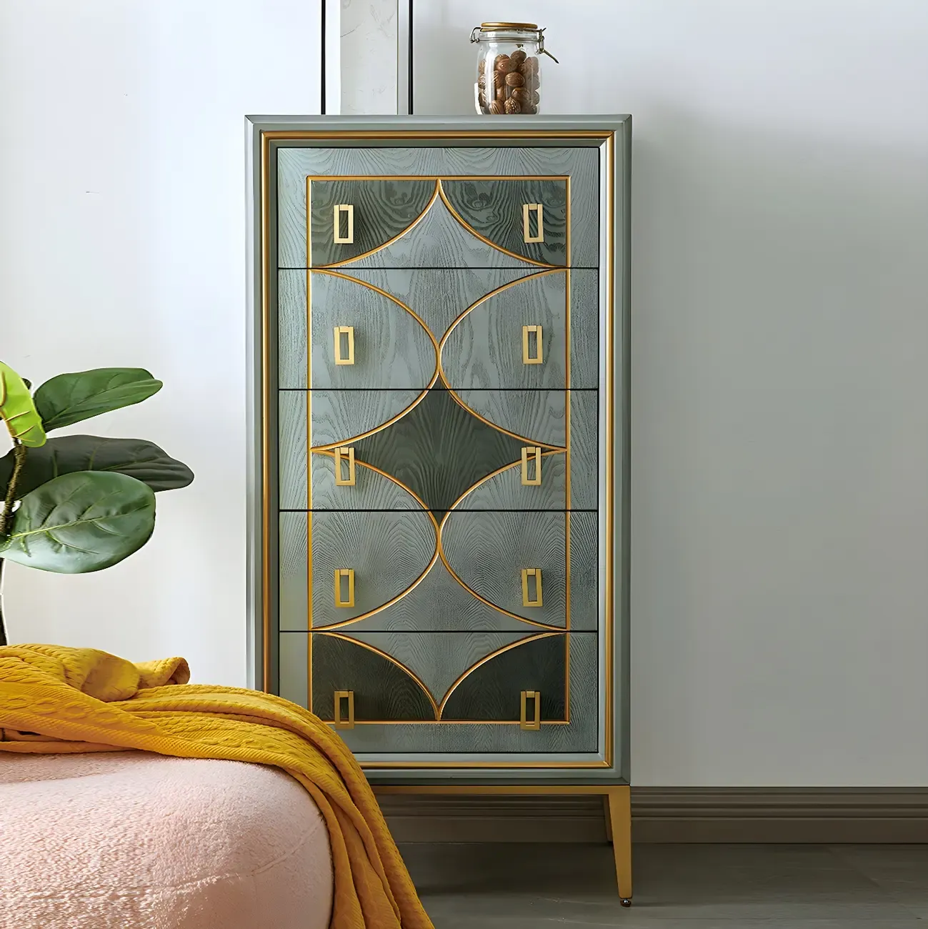 Modern Green Wooden Bachelor Chest with Drawers for Home Image - 20