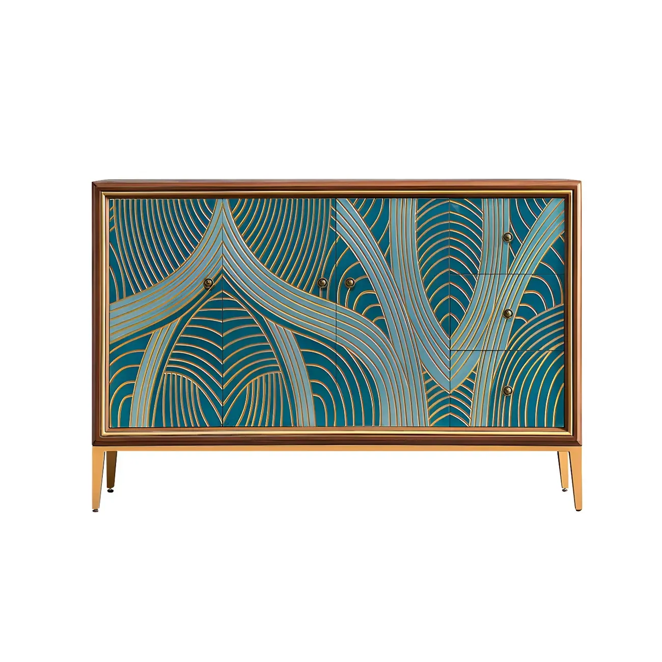 Modern Green Wooden Bachelor Chest with Drawers for Home Image - 21