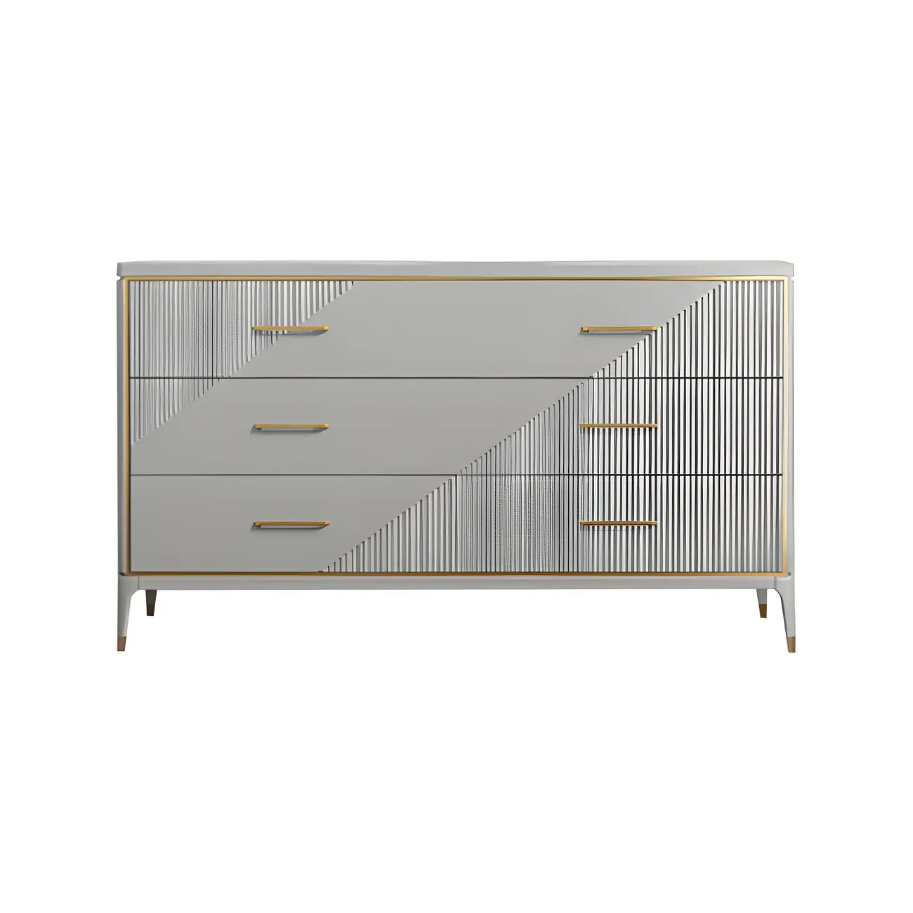 Glam Metal Wooden Horizontal Dresser with 6-Drawers for Home Image - 2 | homeyfad