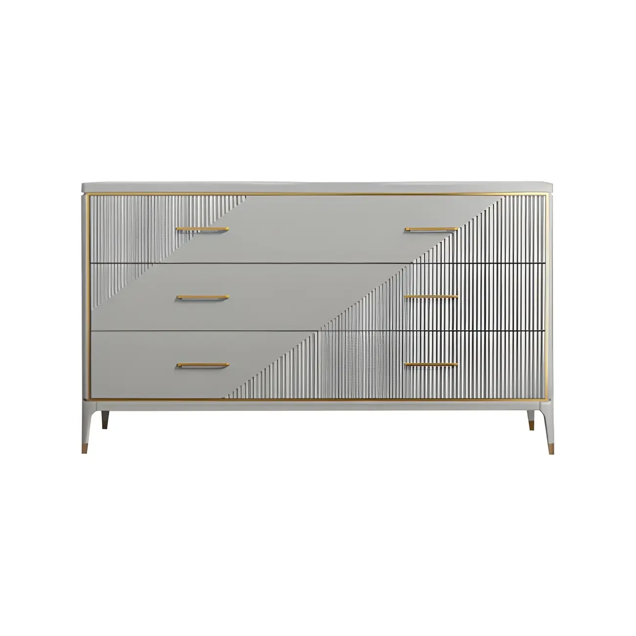 Glam Metal Wooden Horizontal Dresser with 6-Drawers for Home Image - 2