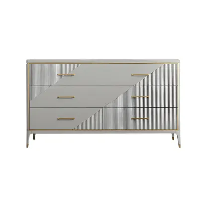 Glam Metal Wooden Horizontal Dresser with 6-Drawers for Home Image - 2