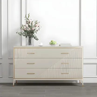 Glam Metal Wooden Horizontal Dresser with 6-Drawers for Home Image - 3