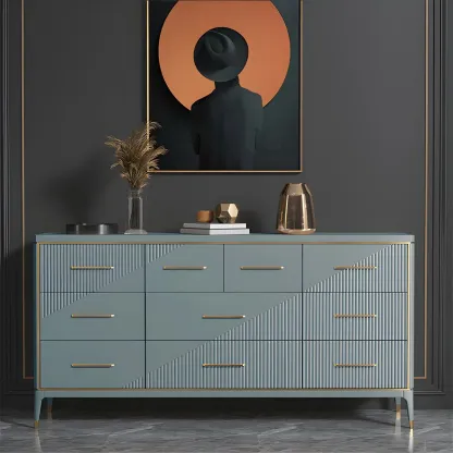 Glam Metal Wooden Horizontal Dresser with 6-Drawers for Home Image - 4