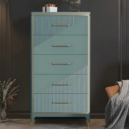 Glam Metal Wooden Horizontal Dresser with 6-Drawers for Home Image - 5