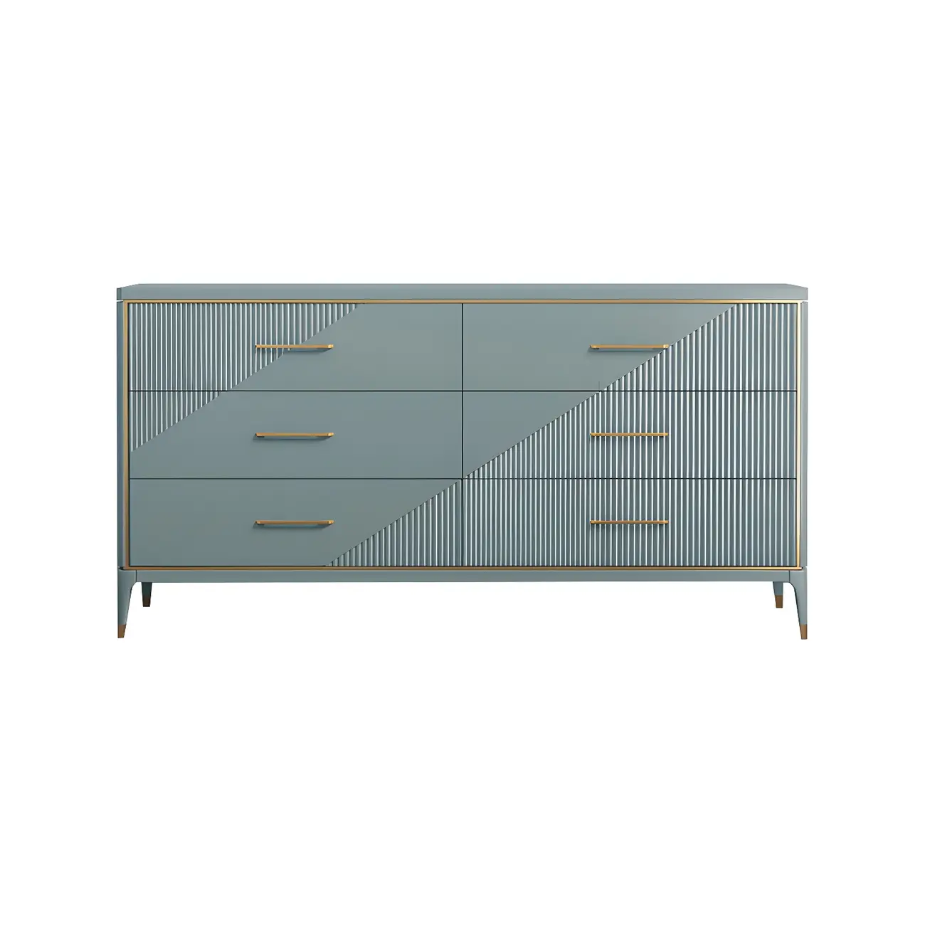 Glam Metal Wooden Horizontal Dresser with 6-Drawers for Home Image - 7 | homeyfad