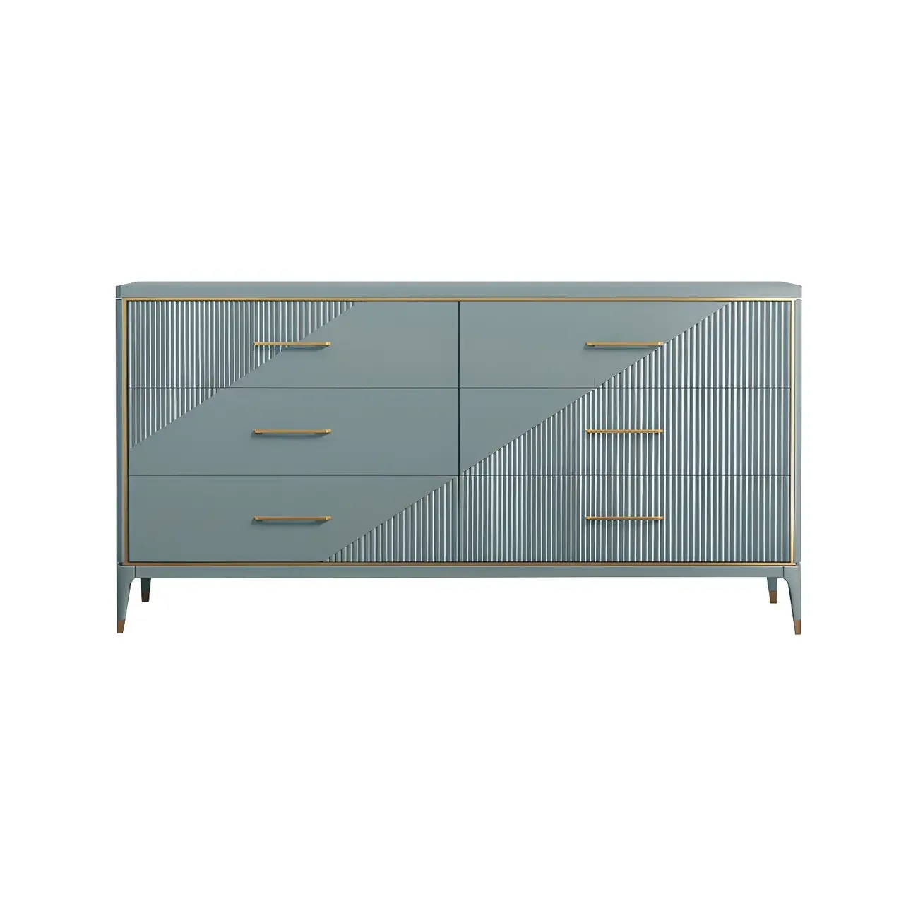Glam Metal Wooden Horizontal Dresser with 6-Drawers for Home Image - 7