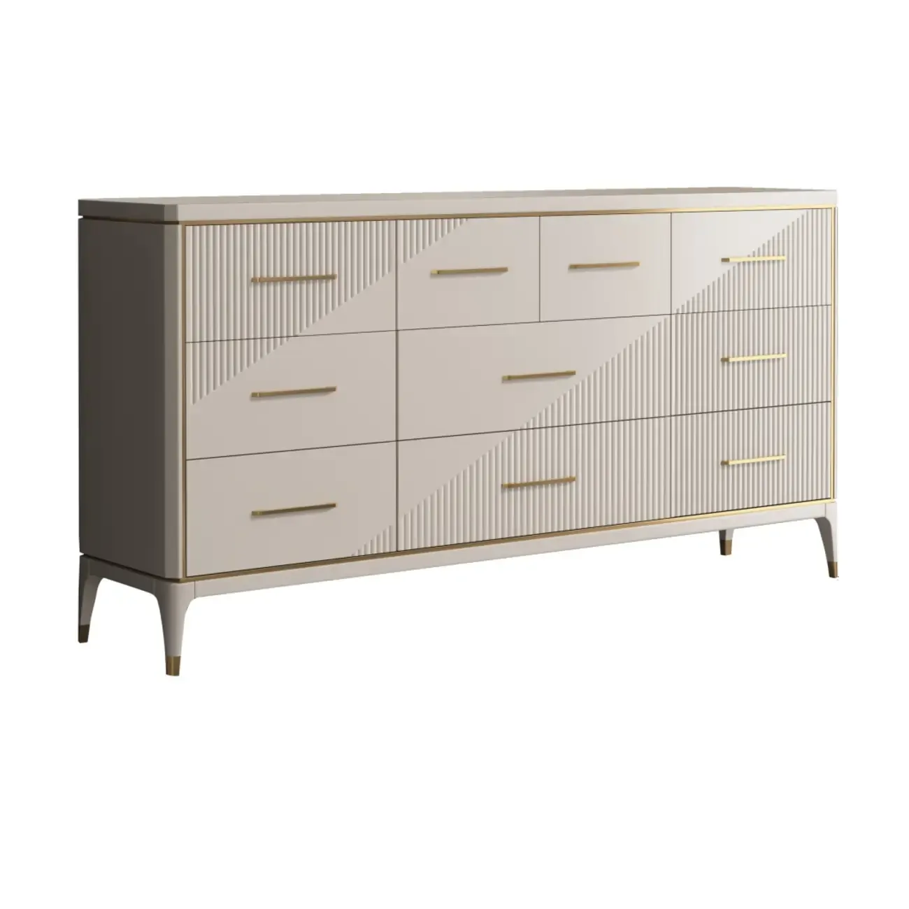 Glam Metal Wooden Horizontal Dresser with 6-Drawers for Home Image - 10
