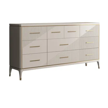 Glam Metal Wooden Horizontal Dresser with 6-Drawers for Home Image - 10