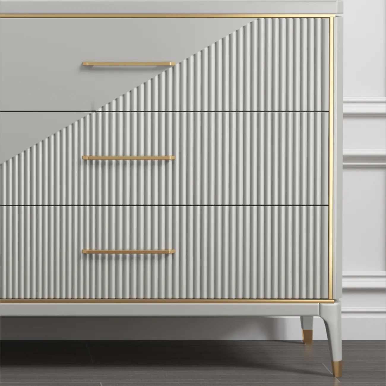 Glam Metal Wooden Horizontal Dresser with 6-Drawers for Home Image - 12 | homeyfad