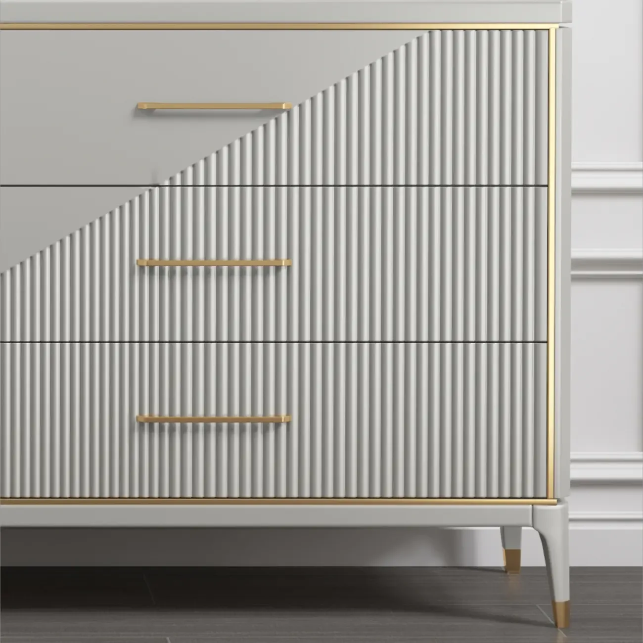 Glam Metal Wooden Horizontal Dresser with 6-Drawers for Home Image - 12