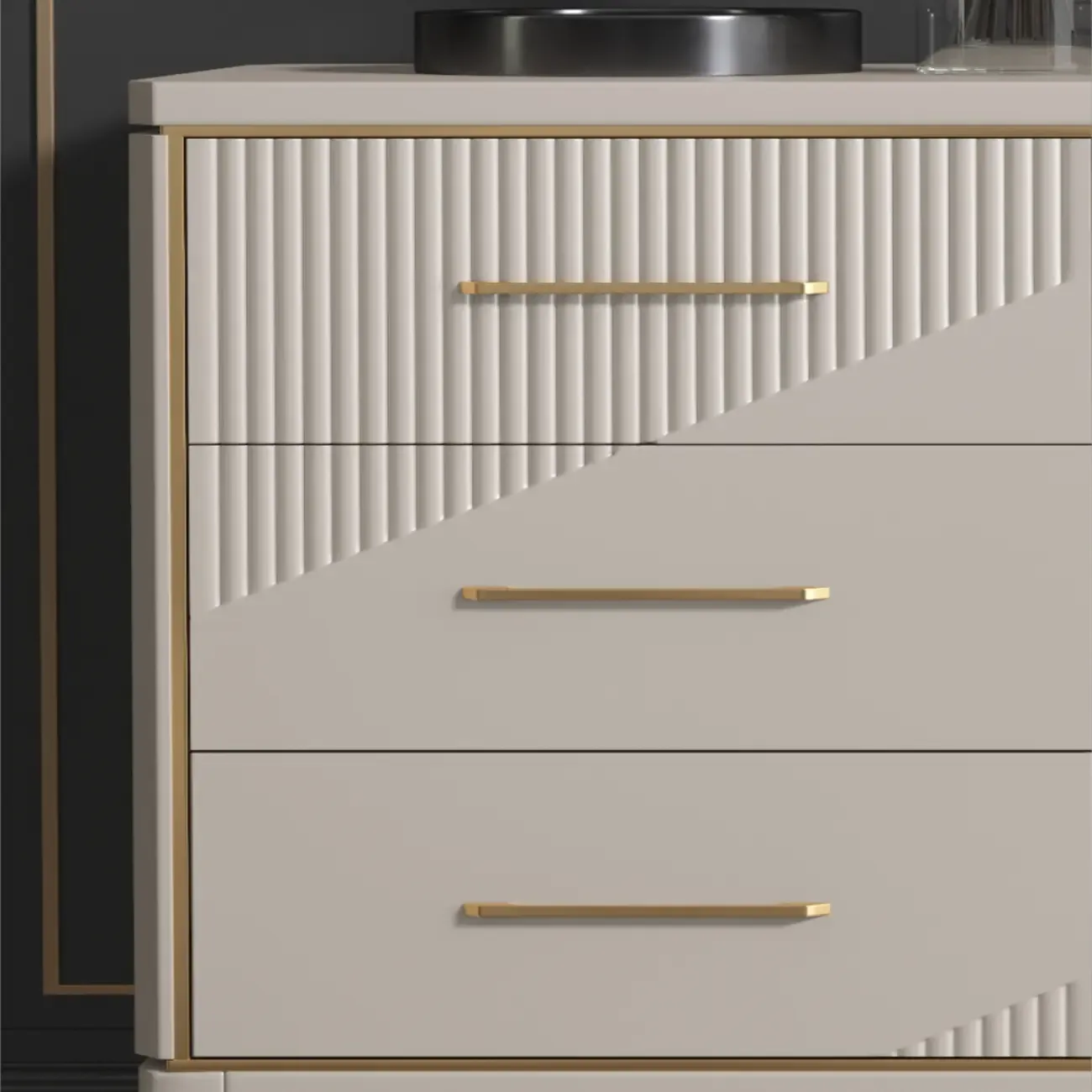 Glam Metal Wooden Horizontal Dresser with 6-Drawers for Home Image - 13