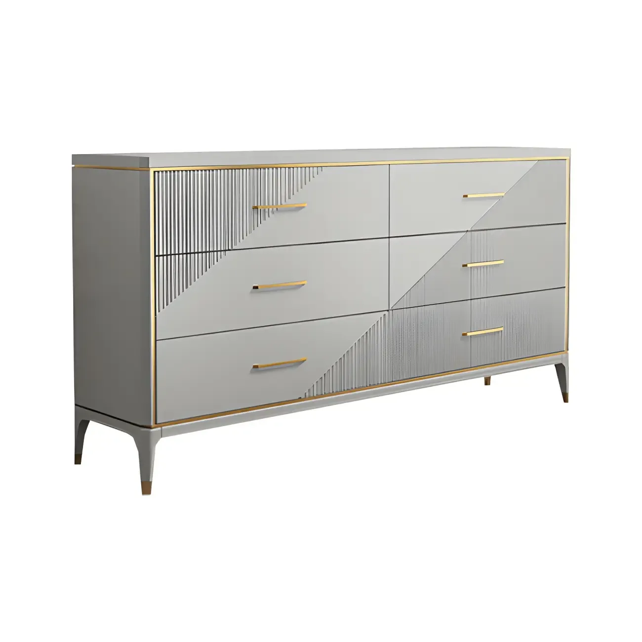 Glam Metal Wooden Horizontal Dresser with 6-Drawers for Home Image - 14