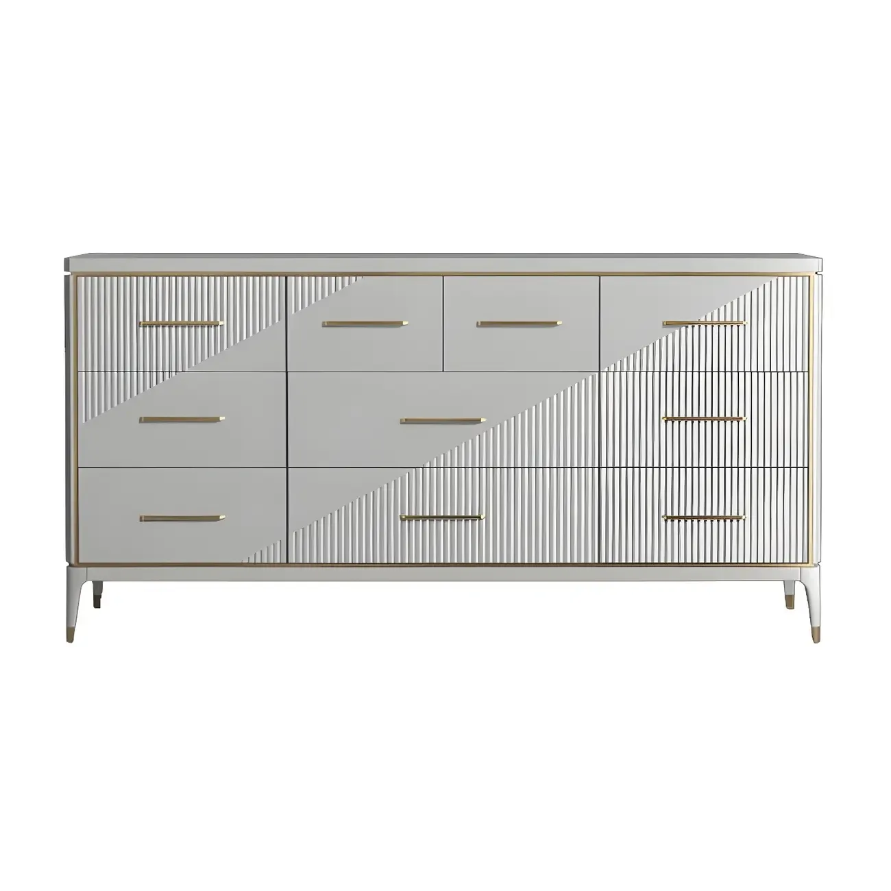 Glam Metal Wooden Horizontal Dresser with 6-Drawers for Home Image - 17