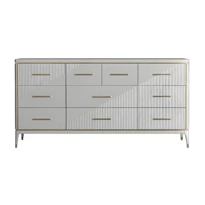 Glam Metal Wooden Horizontal Dresser with 6-Drawers for Home Image - 17