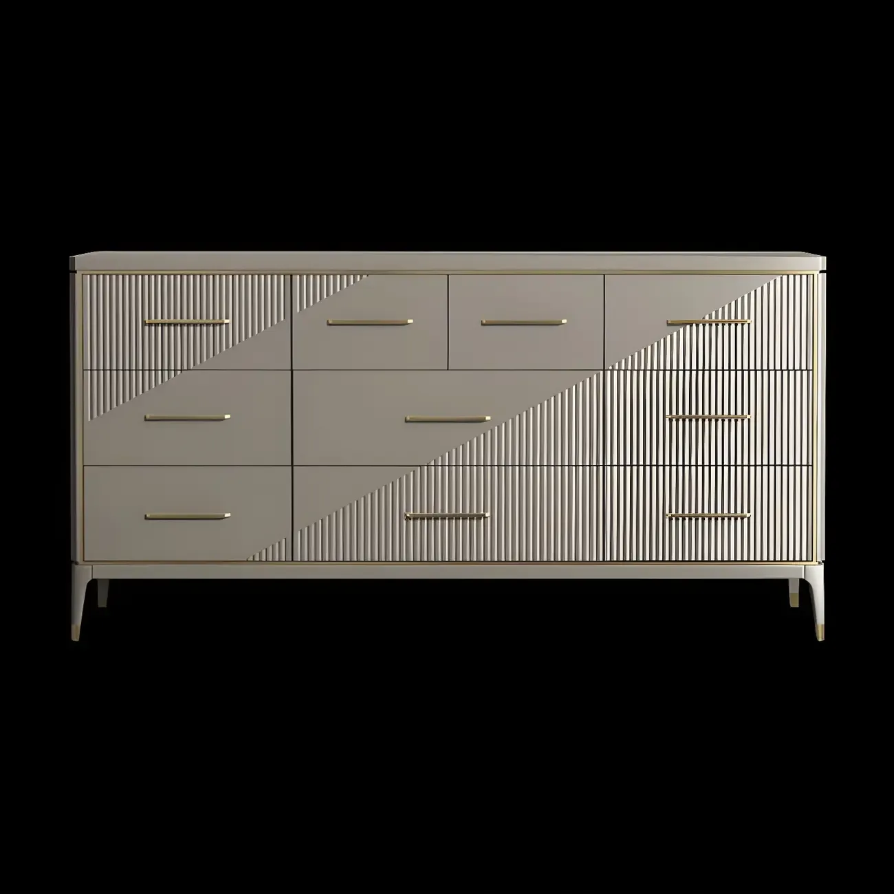 Glam Metal Wooden Horizontal Dresser with 6-Drawers for Home Image - 19