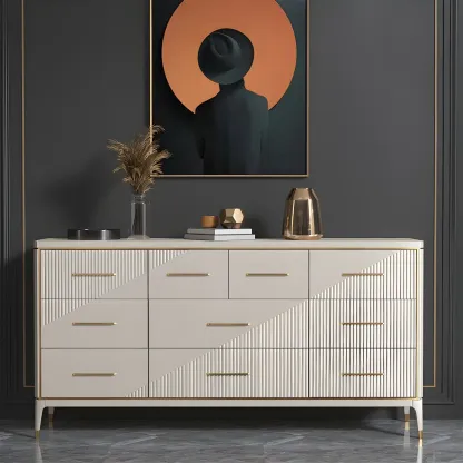 Glam Metal Wooden Horizontal Dresser with 6-Drawers for Home Image - 20