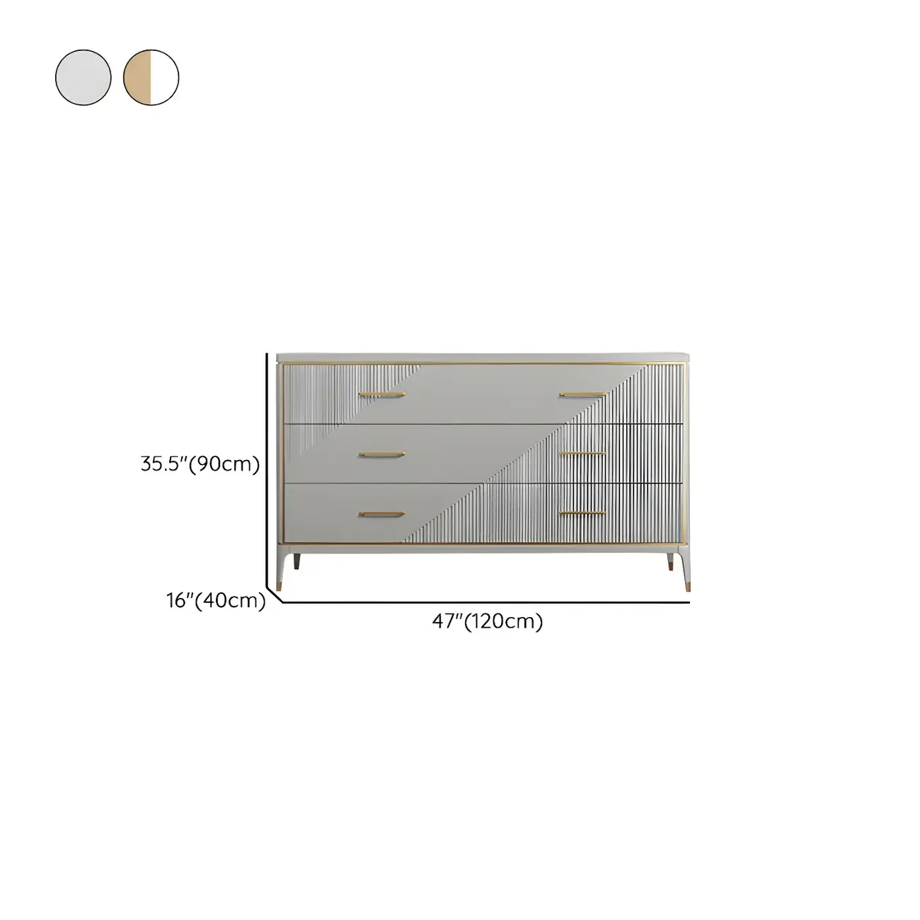 Glam Metal Wooden Horizontal Dresser with 6-Drawers for Home Image - 23