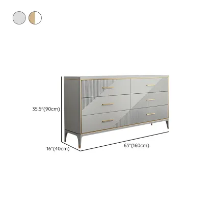 Glam Metal Wooden Horizontal Dresser with 6-Drawers for Home Image - 24