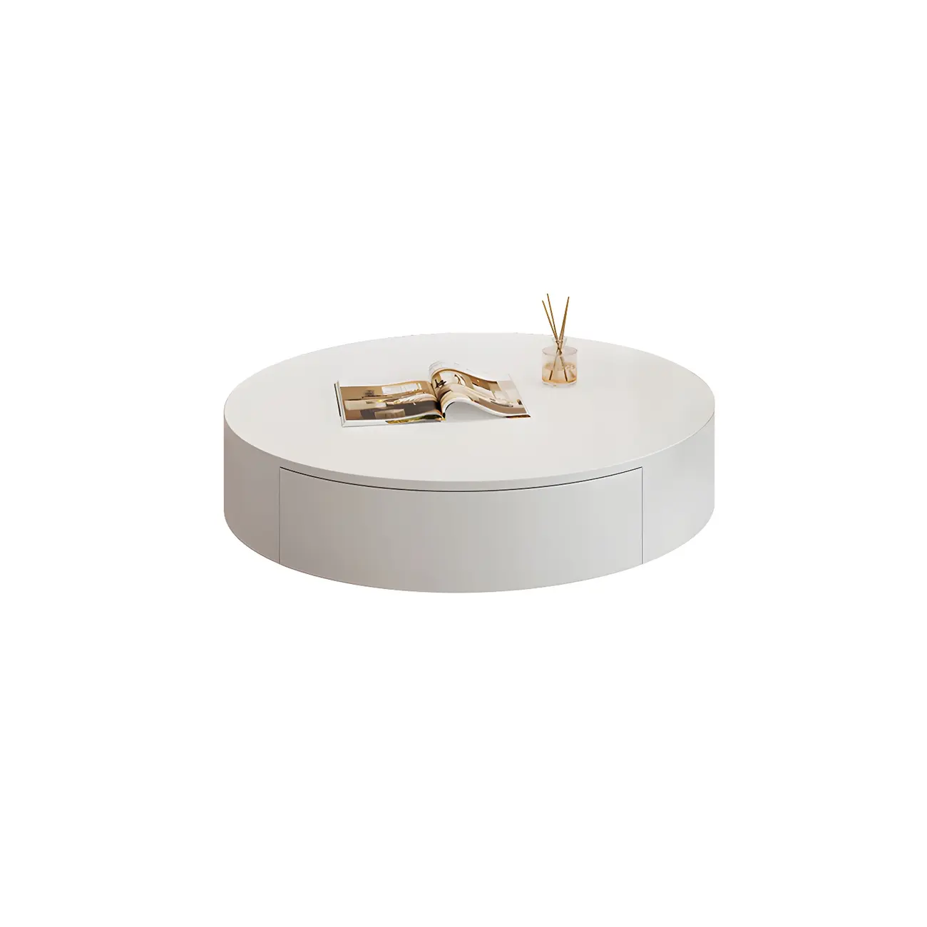 Modern Wooden White Round Nesting Coffee Tables Image - 8 | homeyfad