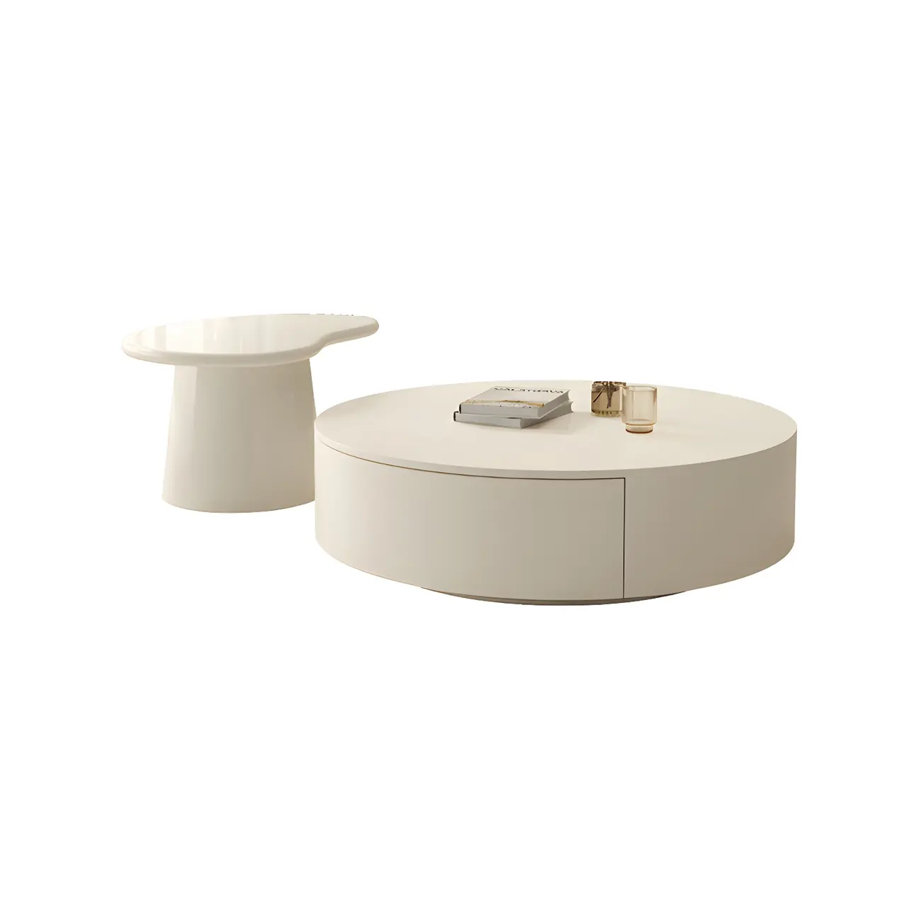 Modern Wooden White Round Nesting Coffee Tables Image - 11 | homeyfad