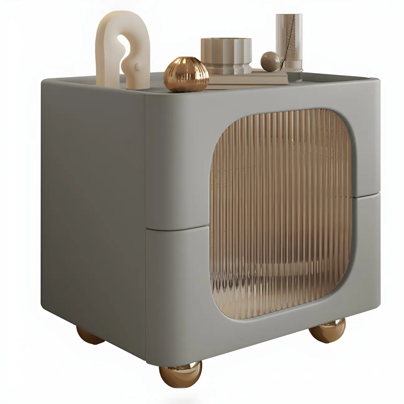 Minimalist Small Solid Wood Glass Cubic Black Nightstand Image - 9 | homeyfad