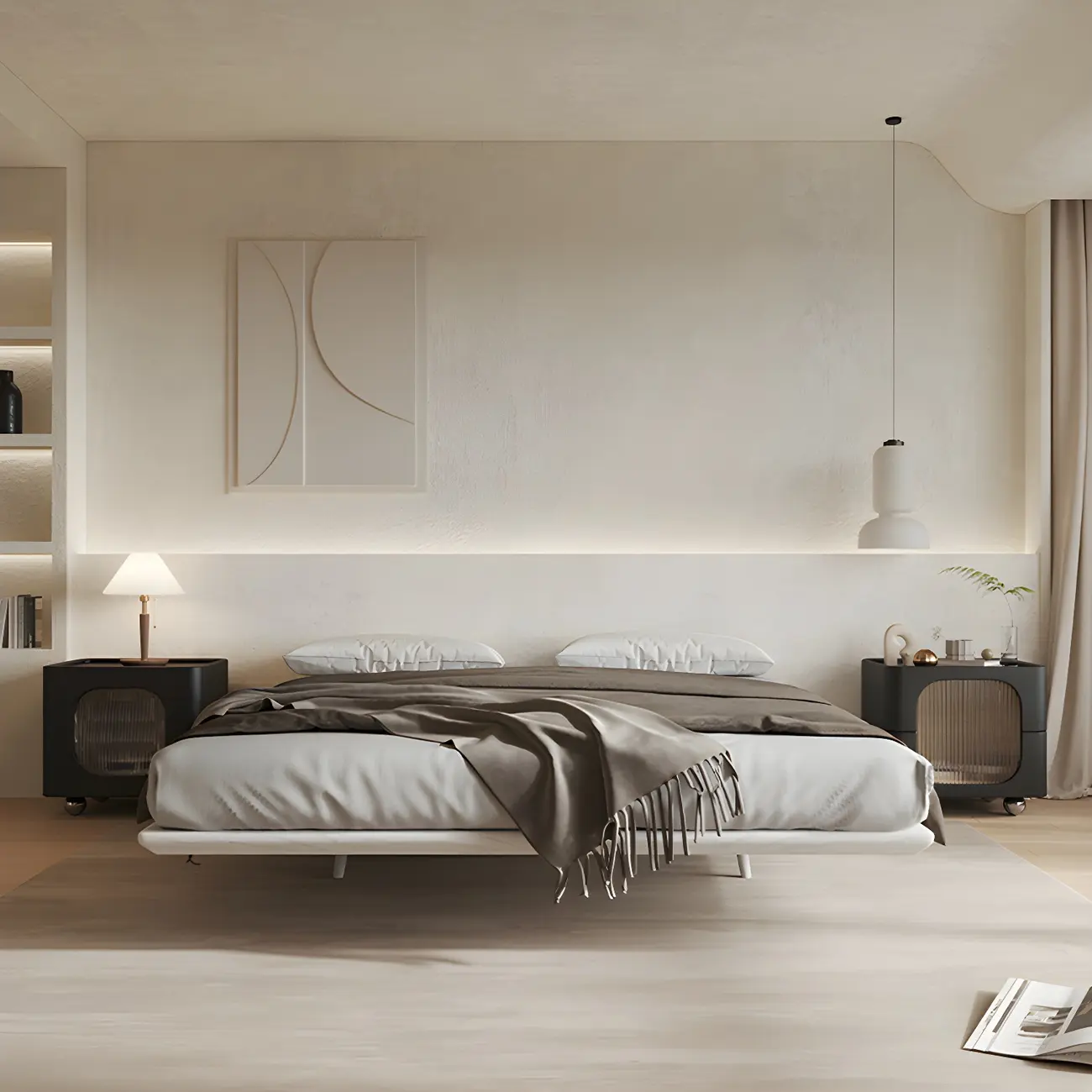 Minimalist Small Solid Wood Glass Cubic Black Nightstand Image - 6 | homeyfad