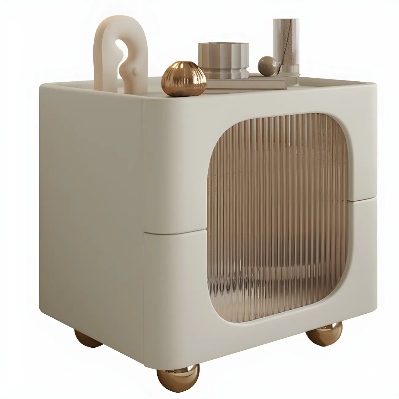 Minimalist Small Solid Wood Glass Cubic Black Nightstand Image - 15 | homeyfad