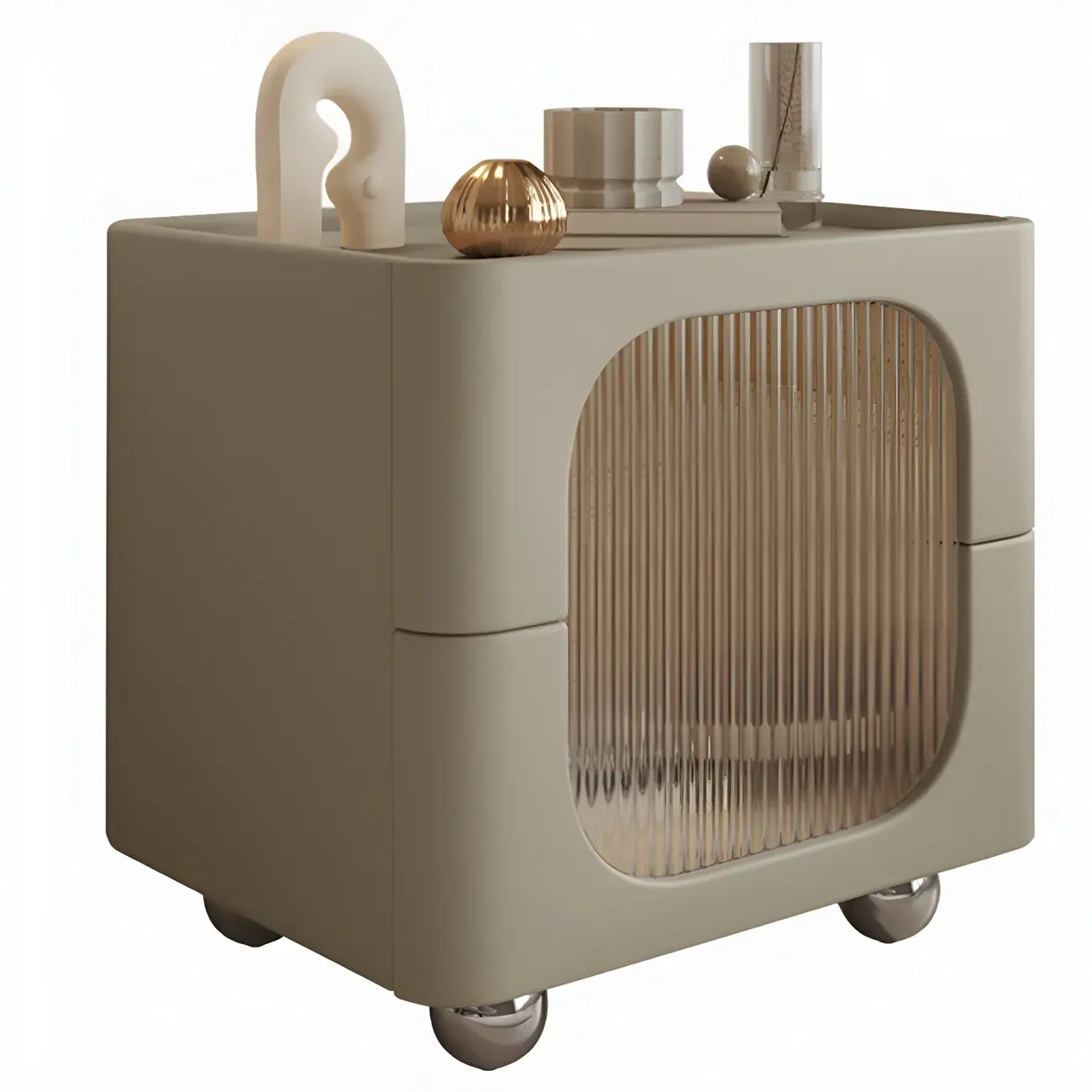 Minimalist Small Solid Wood Glass Cubic Black Nightstand Image - 18