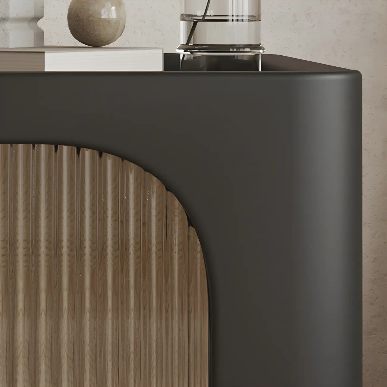 Minimalist Small Solid Wood Glass Cubic Black Nightstand Image - 19 | homeyfad