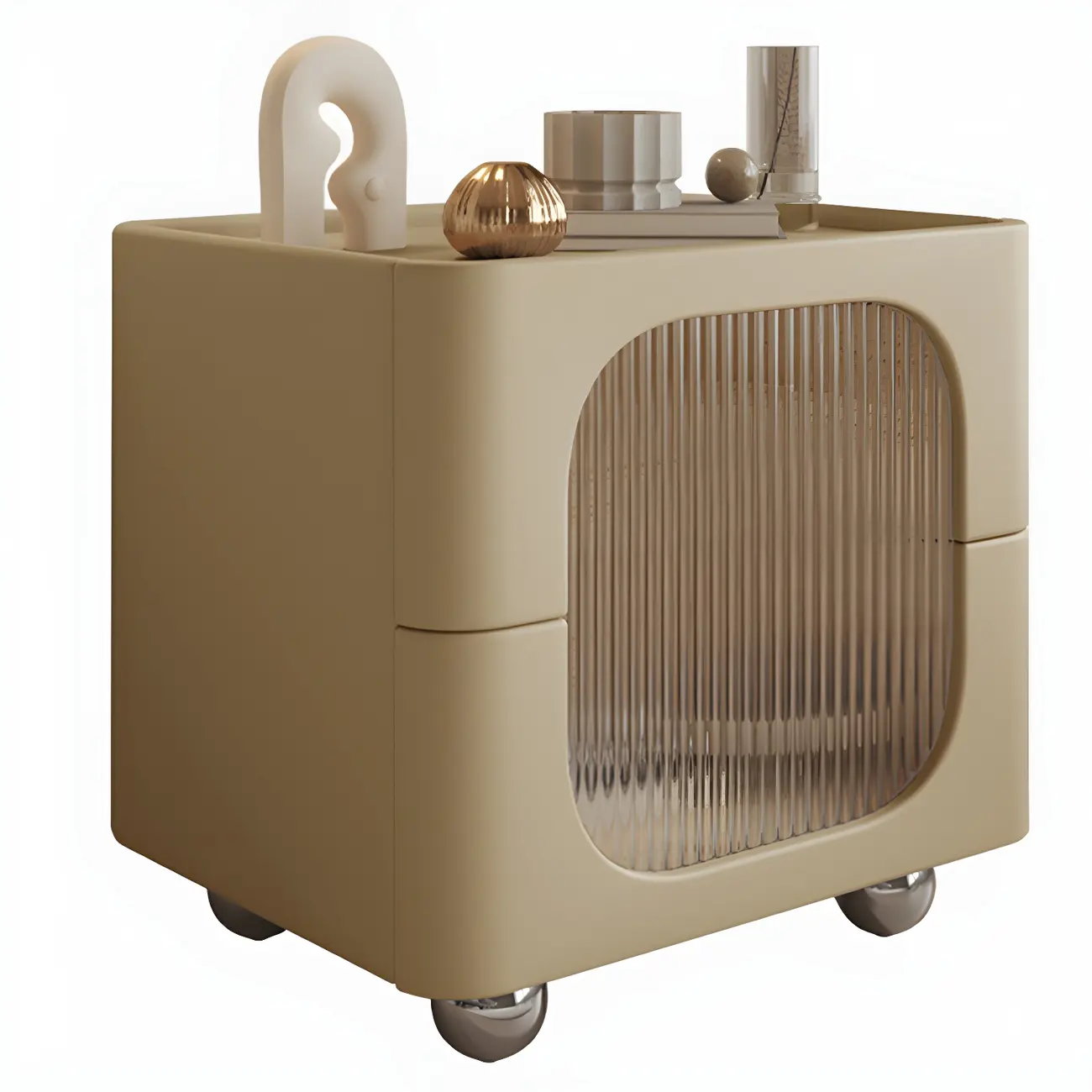 Minimalist Small Solid Wood Glass Cubic Black Nightstand Image - 22 | homeyfad