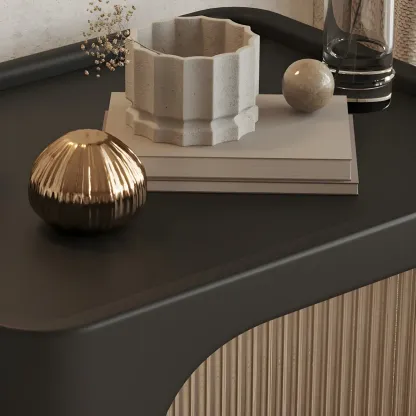 Minimalist Small Solid Wood Glass Cubic Black Nightstand Image - 23