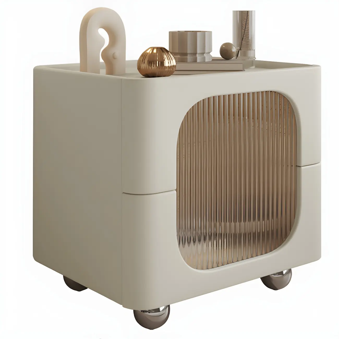 Minimalist Small Solid Wood Glass Cubic Black Nightstand Image - 24 | homeyfad