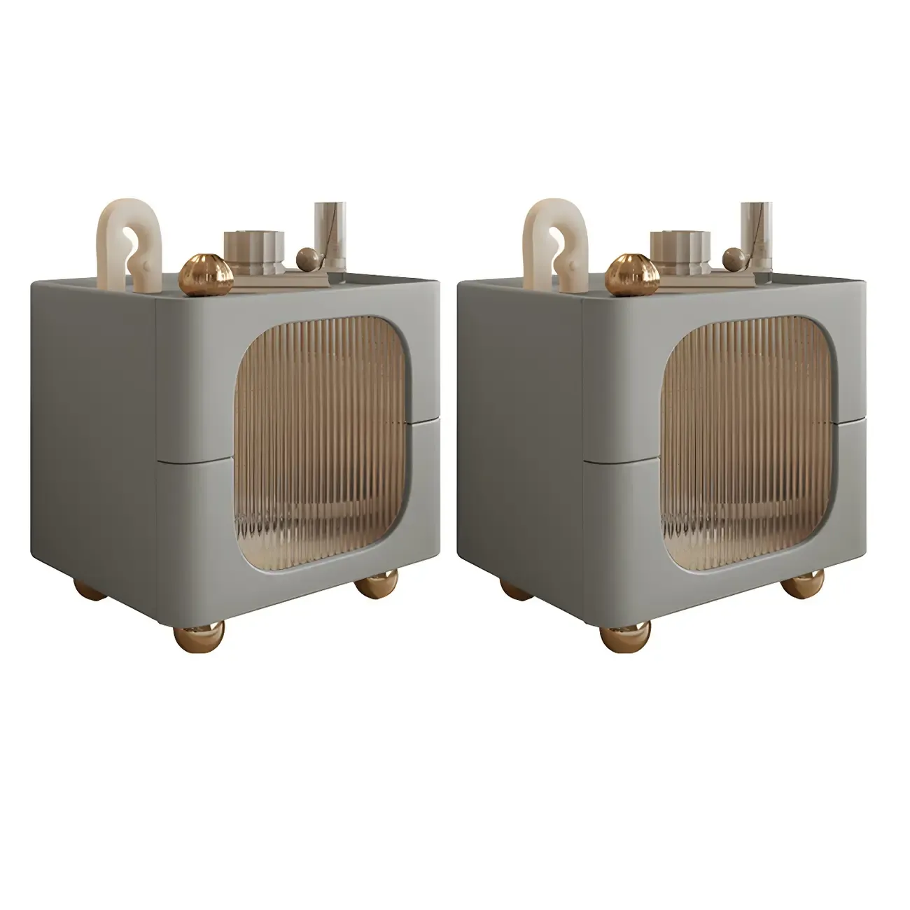 Minimalist Small Solid Wood Glass Cubic Black Nightstand Image - 27