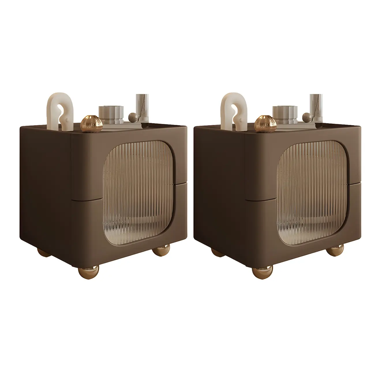 Minimalist Small Solid Wood Glass Cubic Black Nightstand Image - 29 | homeyfad