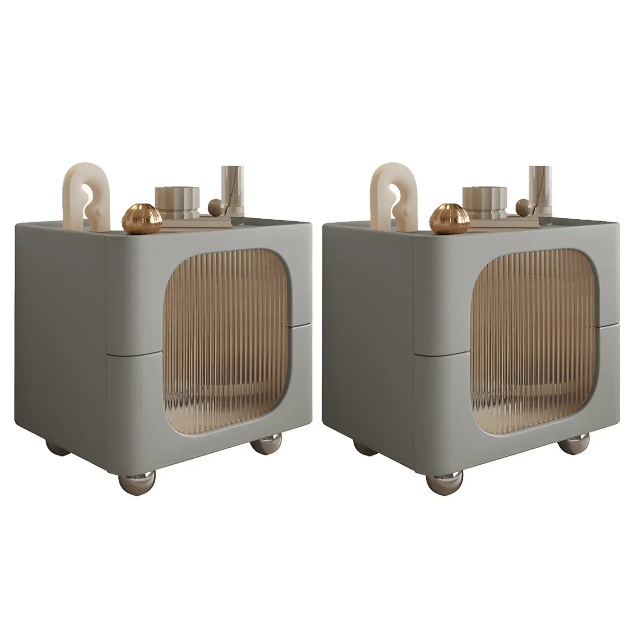 Minimalist Small Solid Wood Glass Cubic Black Nightstand Image - 33