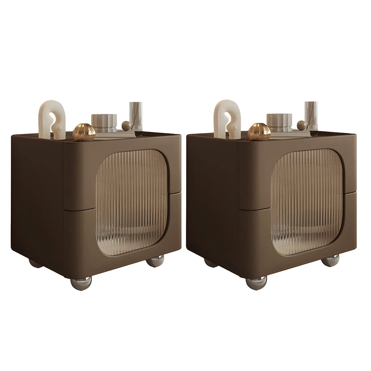 Minimalist Small Solid Wood Glass Cubic Black Nightstand Image - 35 | homeyfad