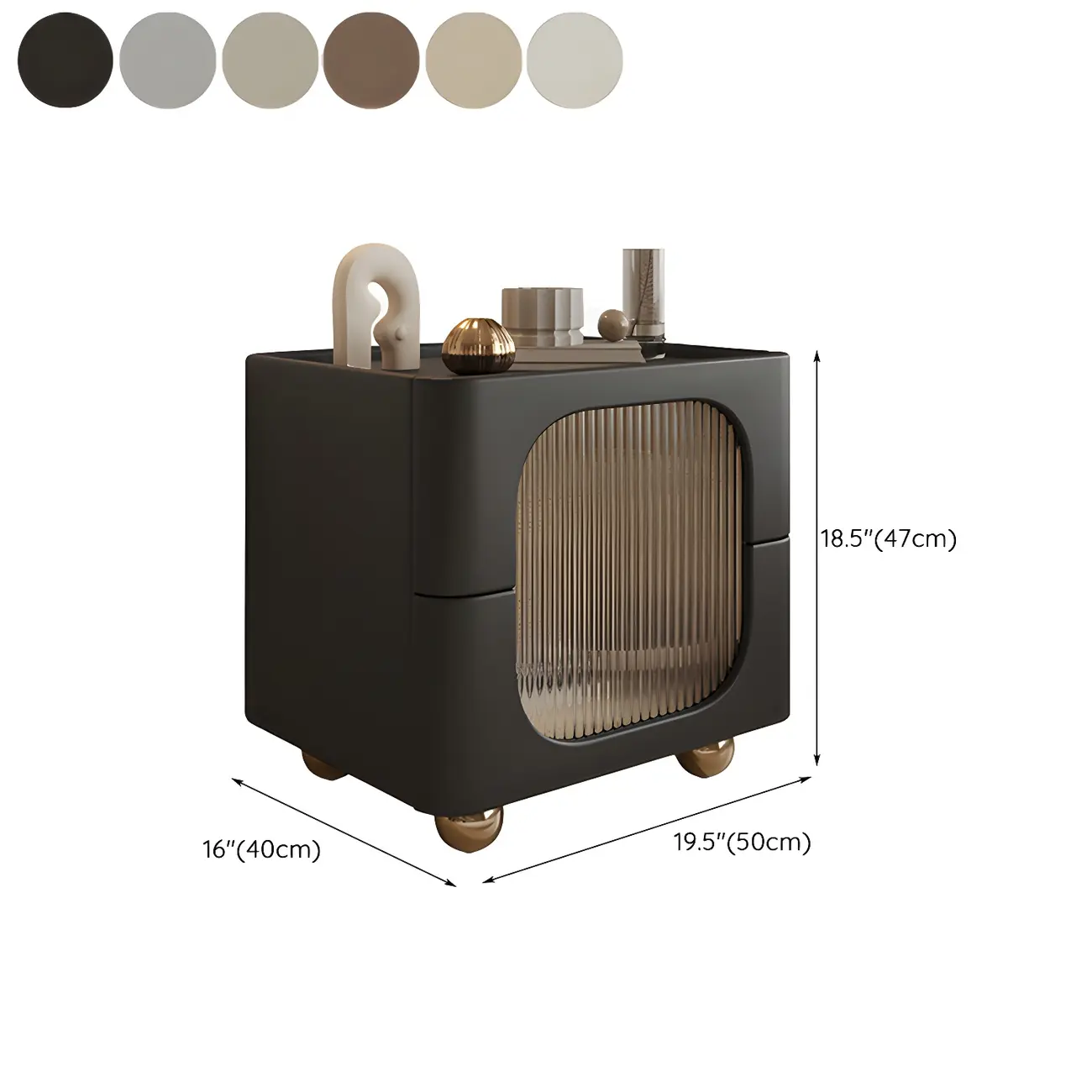 Minimalist Small Solid Wood Glass Cubic Black Nightstand Image - 39 | homeyfad