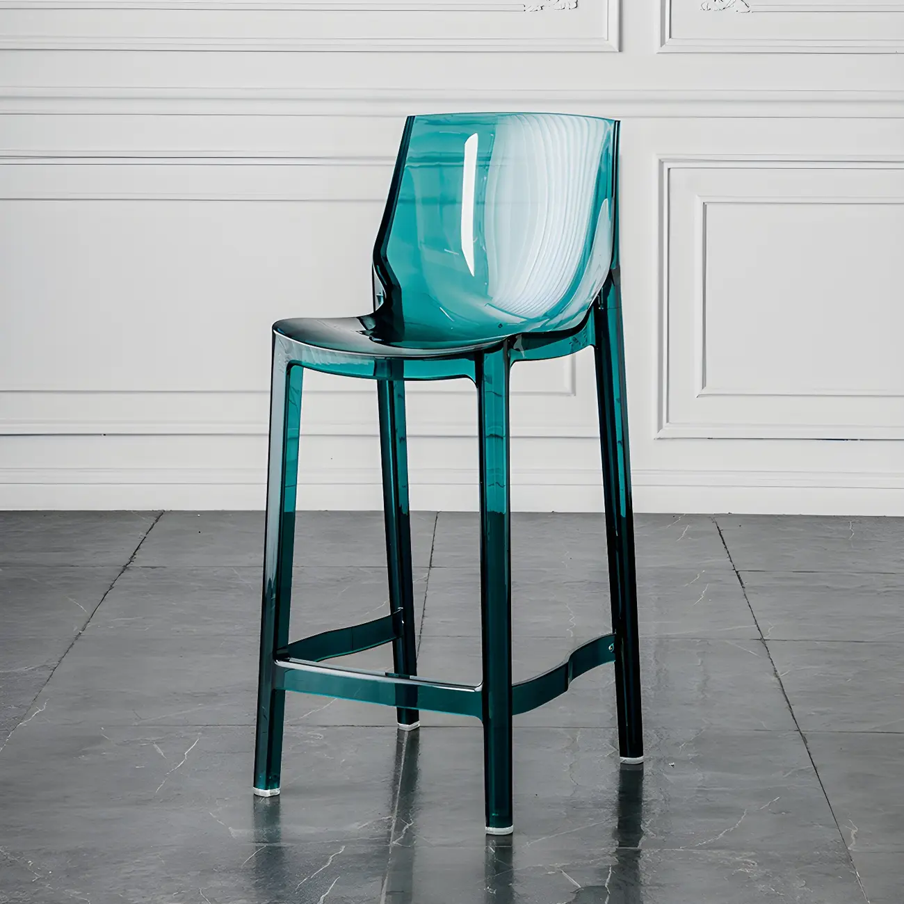 Modern Acrylic Transparent Chic Rectangle Durable Bar Stool Image - 9 | homeyfad